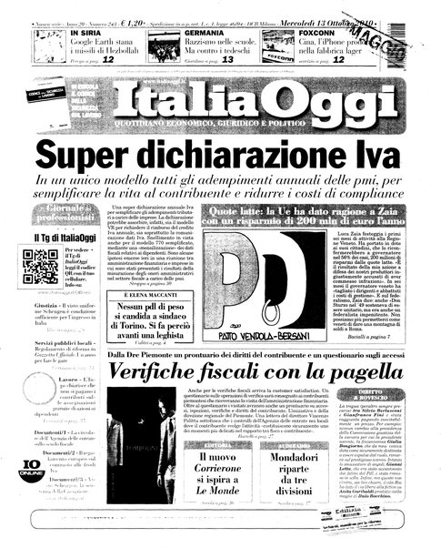 Italia oggi : quotidiano di economia finanza e politica